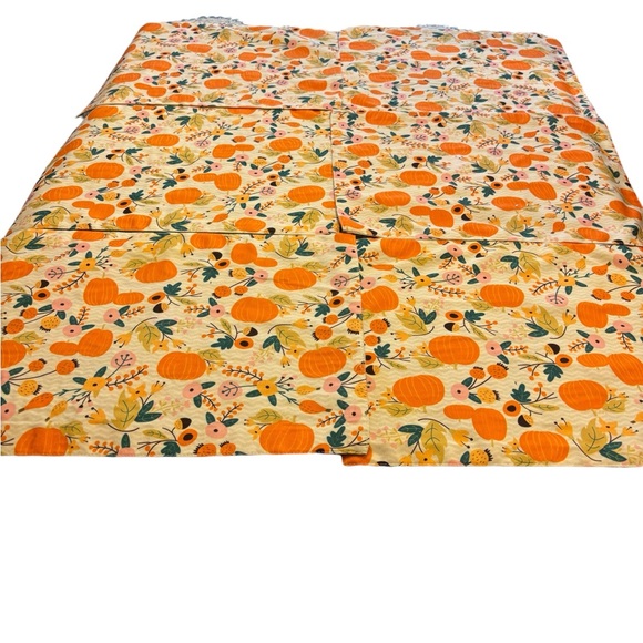 6 Fall Floral “Give Thanks” Thanksgiving Placemats Stripes Reversible Pumpkins - Picture 6 of 8